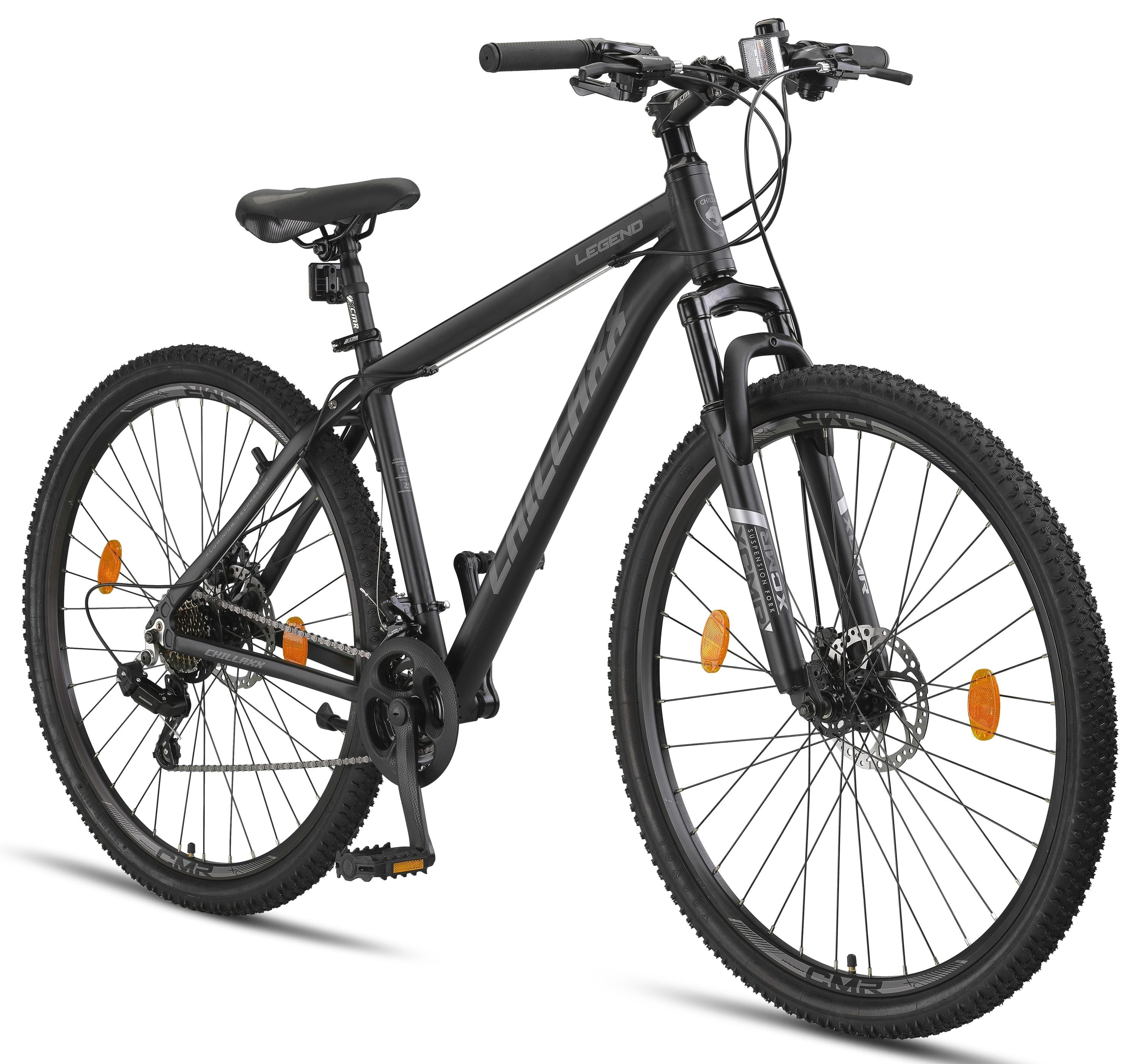 Chillaxx Bike Legend Aluminium 24, 26, 27,5 und 29 Zoll Shimano Mountainbike MTB Fahrrad für Jungen Mädchen Herren und Damen 21 Gang Schaltung Herrenrad Damenrad